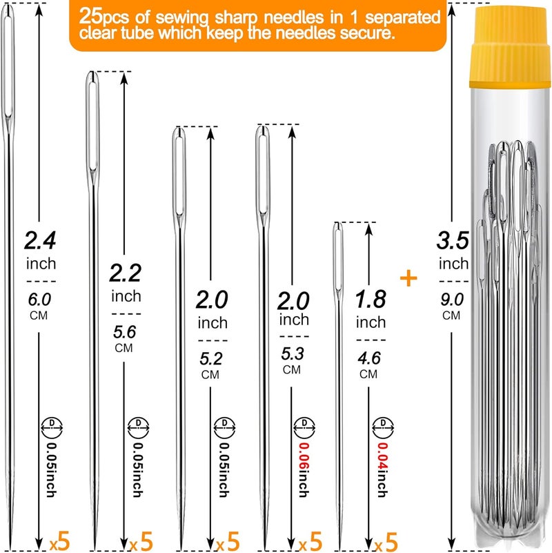 phicivono 55PCS/11Sizes Blunt Needles and Sharp Needles, Large Eye Hand Sewing Needles, Knitting Needles, Yarn Needles, Embroidery Needles, Quilting Needles with 4 Threaders, Weaving Stringing Needles - Image 2